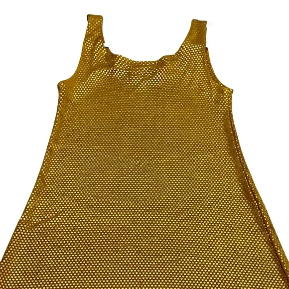 BETSEY JOHNSON Gold Sleeveless Mini Dress Shimmer Shiny Party Dress S-M size - Picture 4 of 6